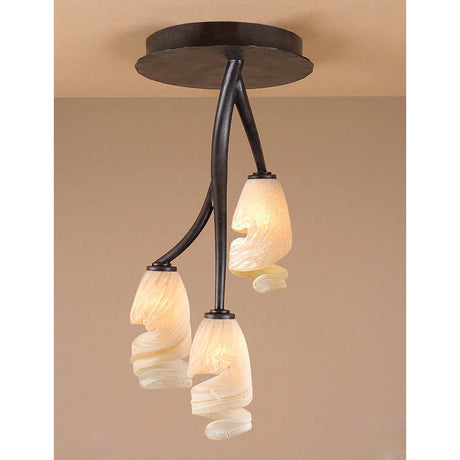 Forest 3 Light Semi-Flush Ceiling Light – Brown & Black Oxide