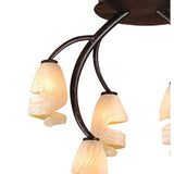 Forest 6 Light Semi-Flush Ceiling Light - Brown/Black Oxide