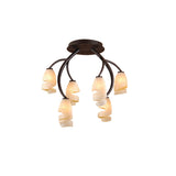 Forest 6 Light Semi-Flush Ceiling Light - Brown/Black Oxide
