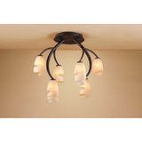 Forest 6 Light Semi-Flush Ceiling Light - Brown/Black Oxide