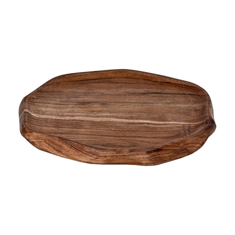 Forleyet Acacia Decorative Bowl 30cm, a shallow wooden tray with an irregular, undulating rim and visible natural wood grain, shown on a plain white background.