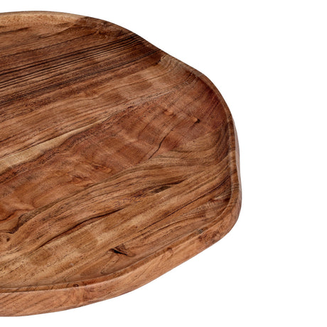 Forleyet Acacia Decorative Bowl 37cm, close-up of shallow wood bowl with organic wavy rim and visible natural grain, shown on a white background.