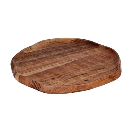 Forleyet Acacia Decorative Bowl 37cm in natural wood, a shallow organic-shaped tray with a low wavy rim and visible grain, shown on a plain white background.