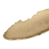 Close-up of the Forleyet Decorative Bowl 41.5cm in gold aluminium, showing its hammered, textured surface and irregular torn rim edge against a white background.