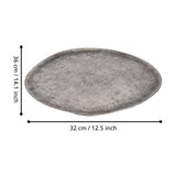 Forleyet shallow oval decorative bowl in antique nickel aluminium with speckled pewter-grey texture, measuring 36 x 32cm, shown on a plain white background.