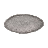 Forleyet shallow oval decorative bowl in aluminium with antique nickel finish, speckled pewter-grey surface and slightly raised uneven rim, shown on a plain white background.