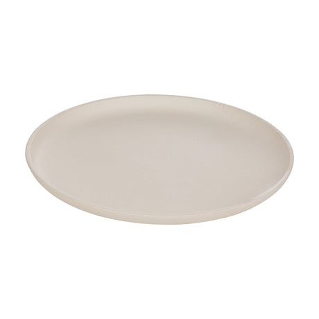 Forleyet Plate 29.5cm in cream aluminium with a round shape, low raised rim, and matt textured finish, shown on a plain white background.