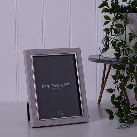 Wooden Photo Frame with Silver Inner Trim 8 x 6in - Grey