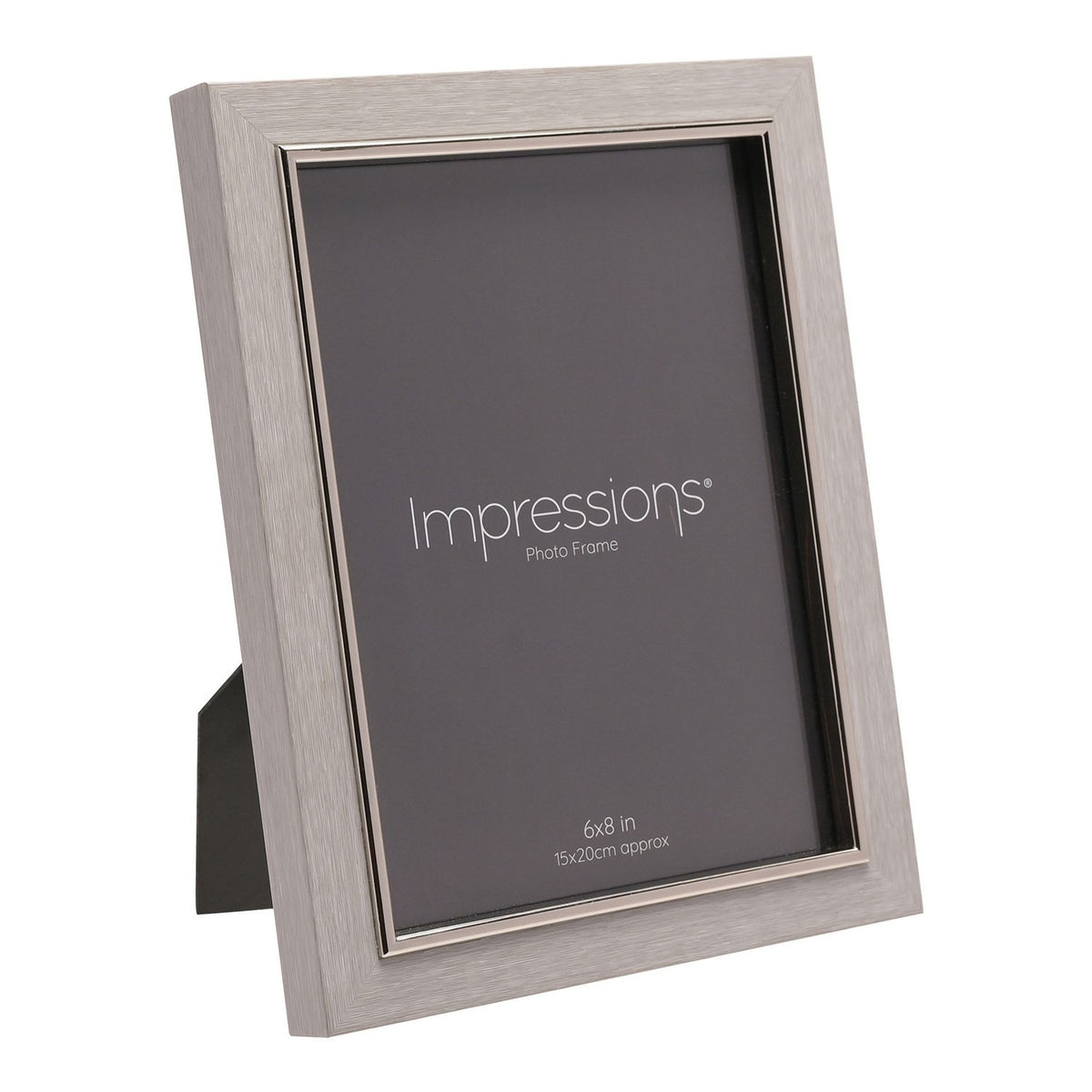 Wooden Photo Frame with Silver Inner Trim 8 x 6in - Grey