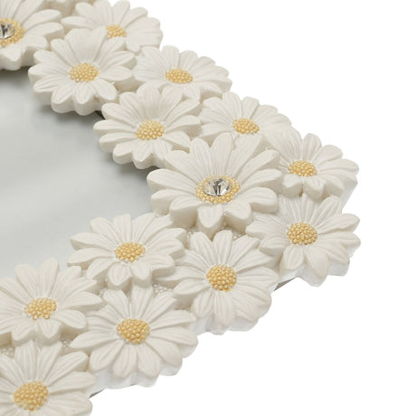 Jewelled Daisy Resin Photo Frame with Stand 8 x 6in - White