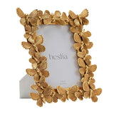 Butterfly Design Resin Photo Frame with Easel Stand - Gold