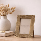 Sunburst Beaded Resin Photo Frame with Easel - Champagne
