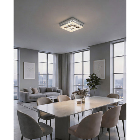 Fradelo LED Flush Ceiling Light 26 x 26cm - Chrome