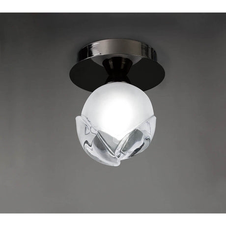 Fragma 1 Light Semi-Flush Ceiling Light - Black Chrome