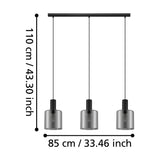 Fralvessa Smoked Glass Linear Pendant Light - Black
