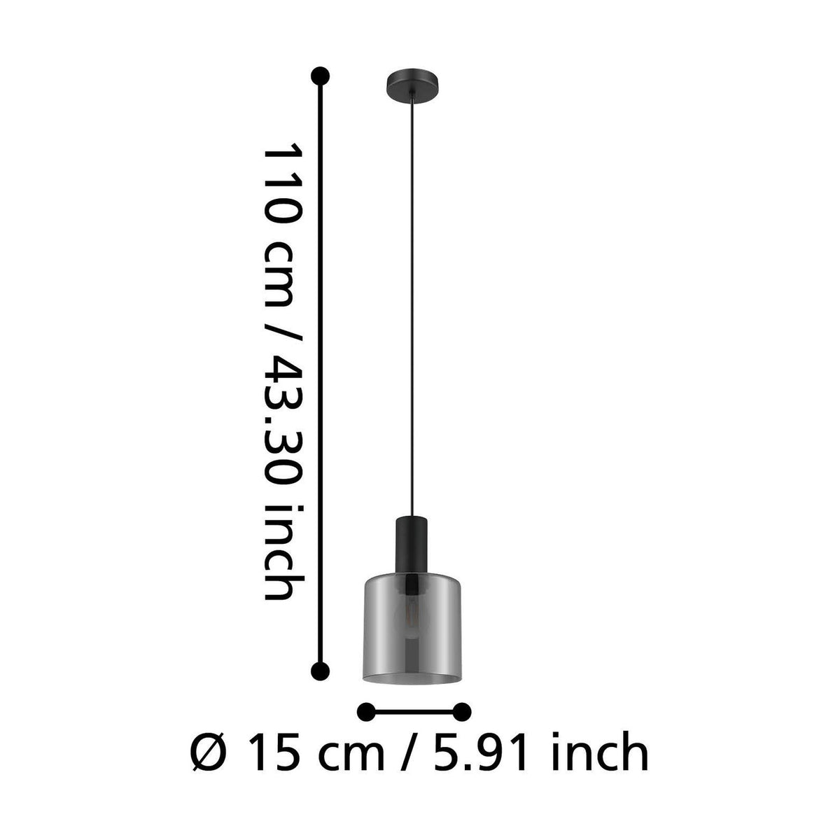 Fralvessa Smoked Glass Pendant Light - Black