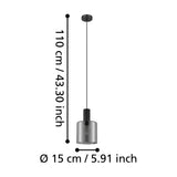 Fralvessa Smoked Glass Pendant Light - Black