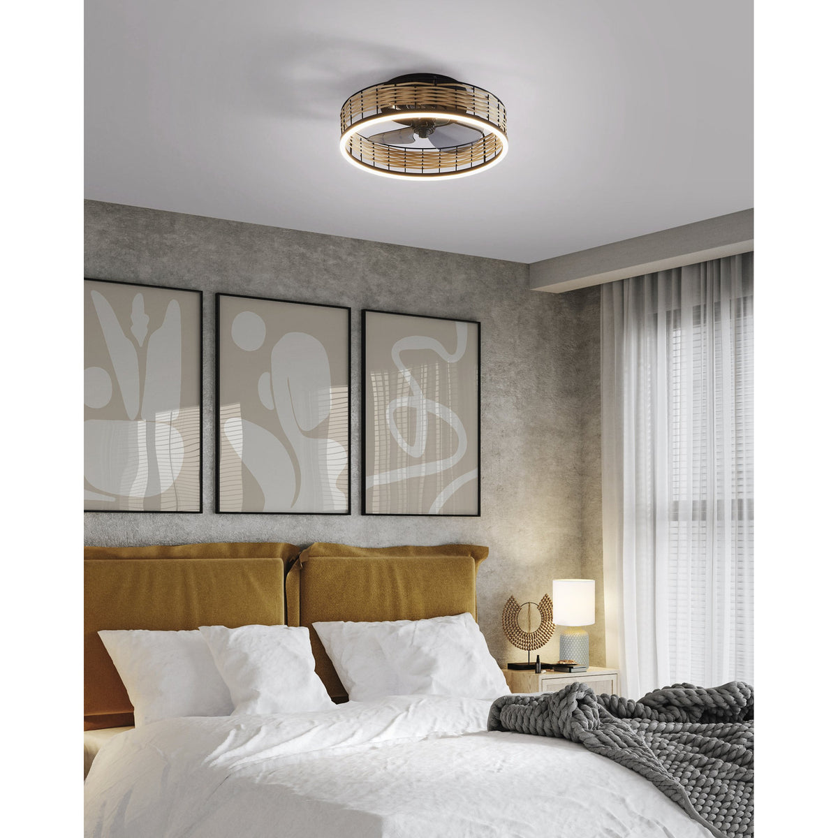 Frana Ceiling Fan with Light - Matt Black