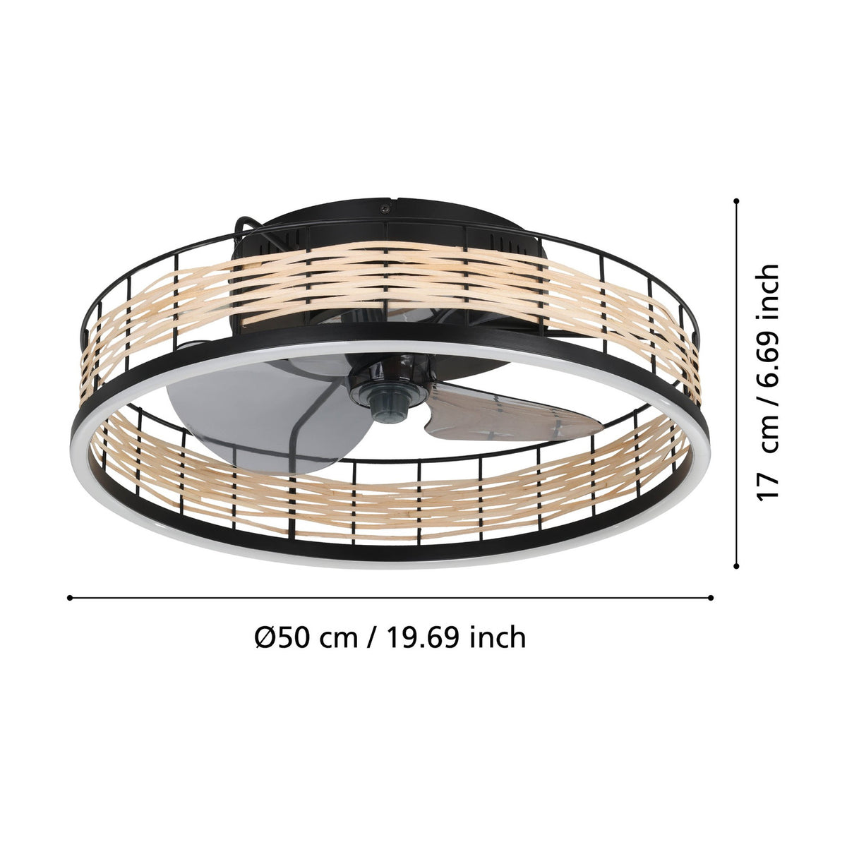 Frana Ceiling Fan with Light - Matt Black