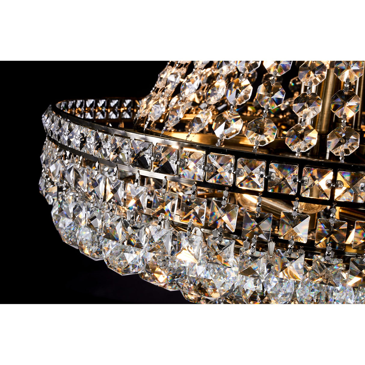 Frances 55cm 14 Light Crystal Chandelier - Antique Brass