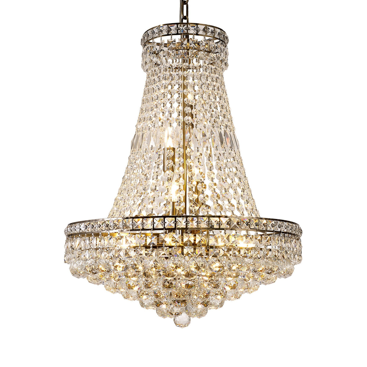Frances 55cm 14 Light Crystal Chandelier - Antique Brass