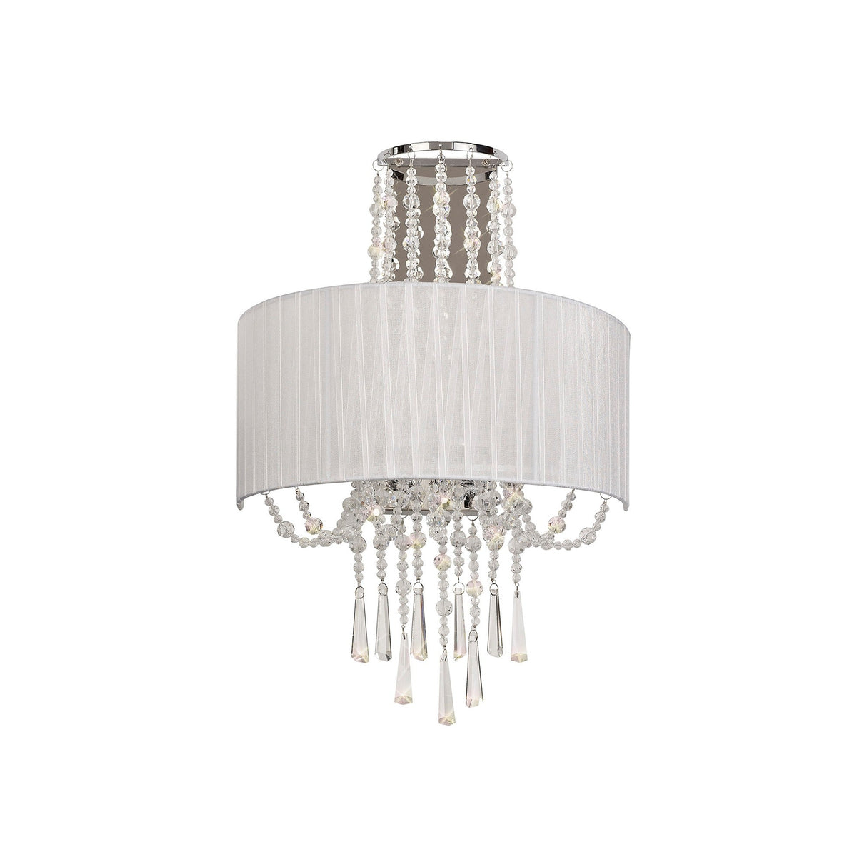 Freida 2 Light Crystal Wall Light - Chrome With White Shade