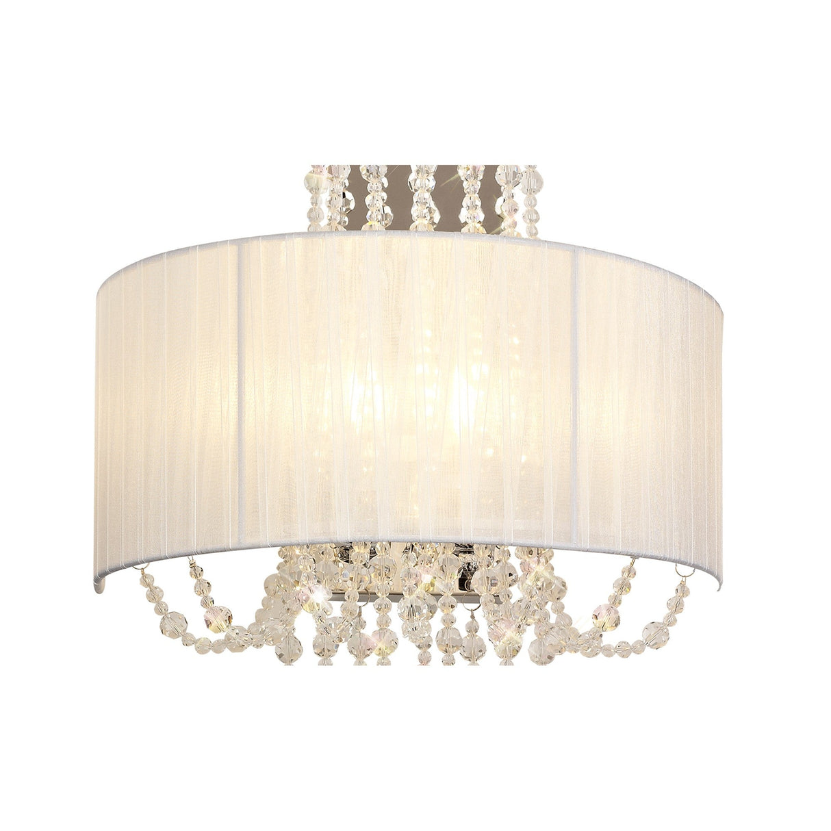 Freida 2 Light Crystal Wall Light - Chrome With White Shade