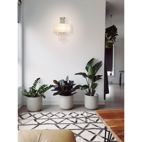 Freida 2 Light Crystal Wall Light - Chrome With White Shade