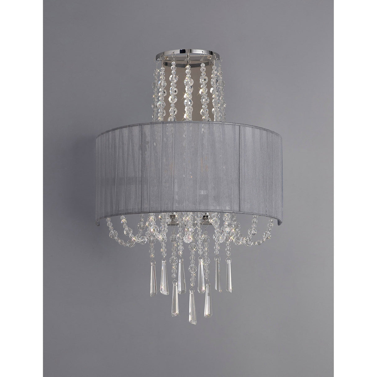 Freida 2 Light Crystal Wall Light - Chrome With Grey Shade