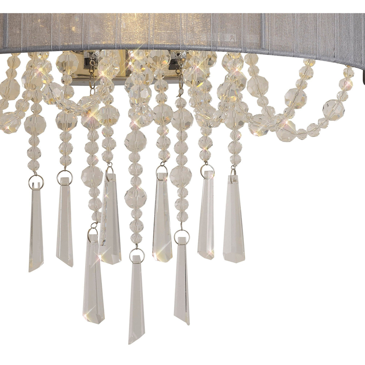 Freida 2 Light Crystal Wall Light - Chrome With Grey Shade