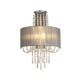 Freida 2 Light Crystal Wall Light - Chrome With Grey Shade