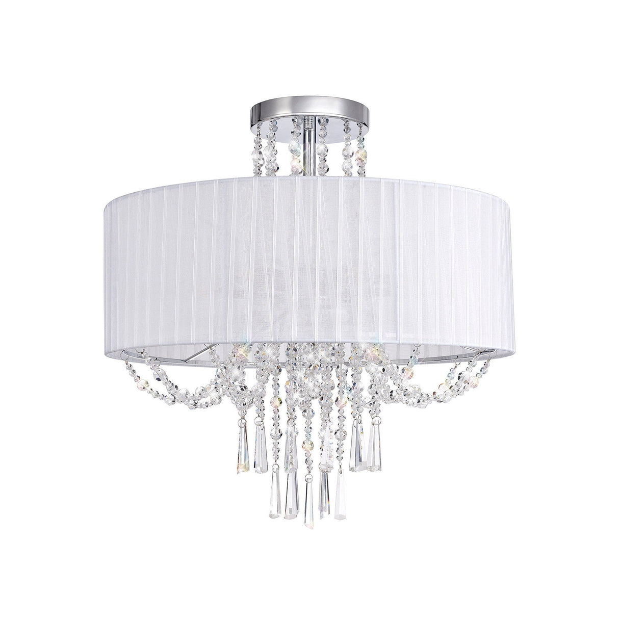 Freida 6 Light Crystal Semi-Flush Ceiling Light -  White