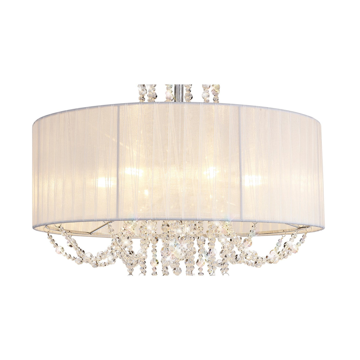 Freida 6 Light Crystal Semi-Flush Ceiling Light -  White