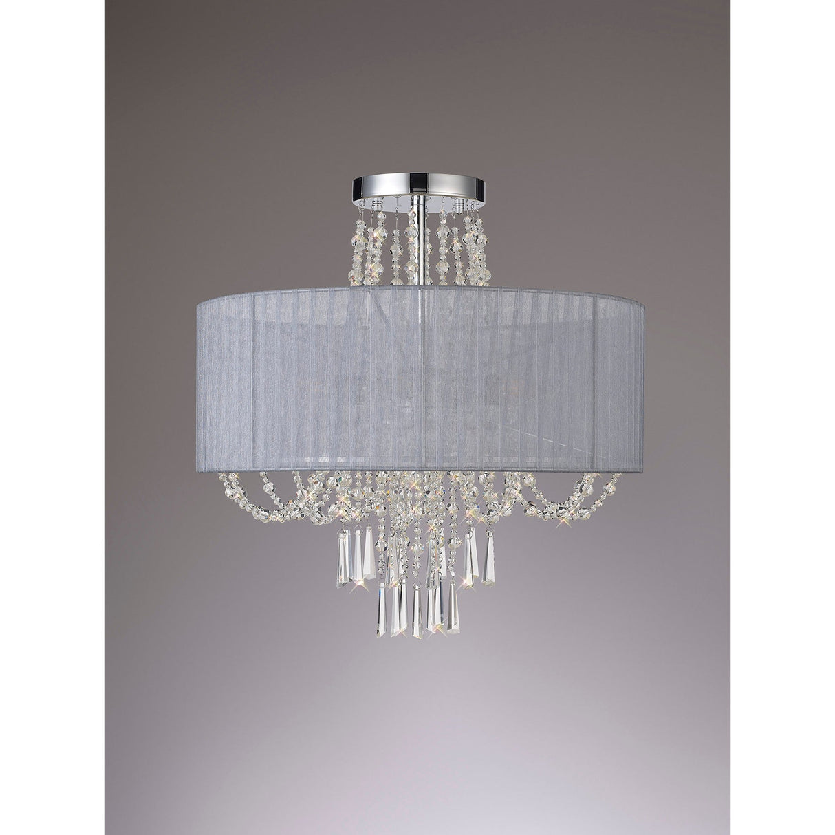 Freida 6 Light Crystal Semi-Flush Ceiling Light - Grey