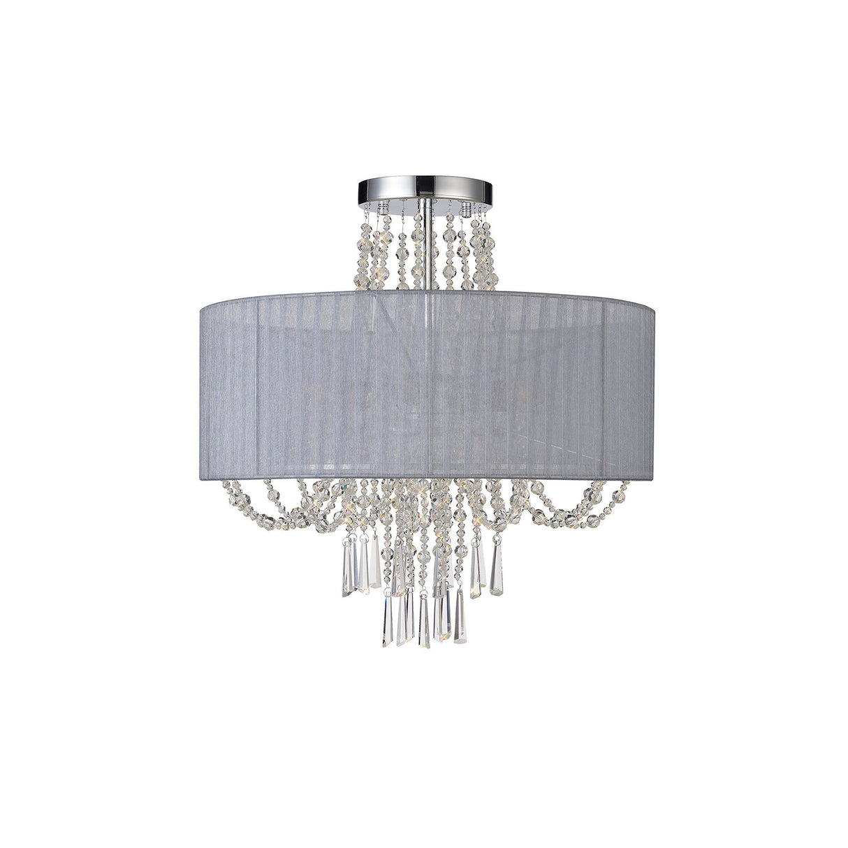 Freida 6 Light Crystal Semi-Flush Ceiling Light - Grey