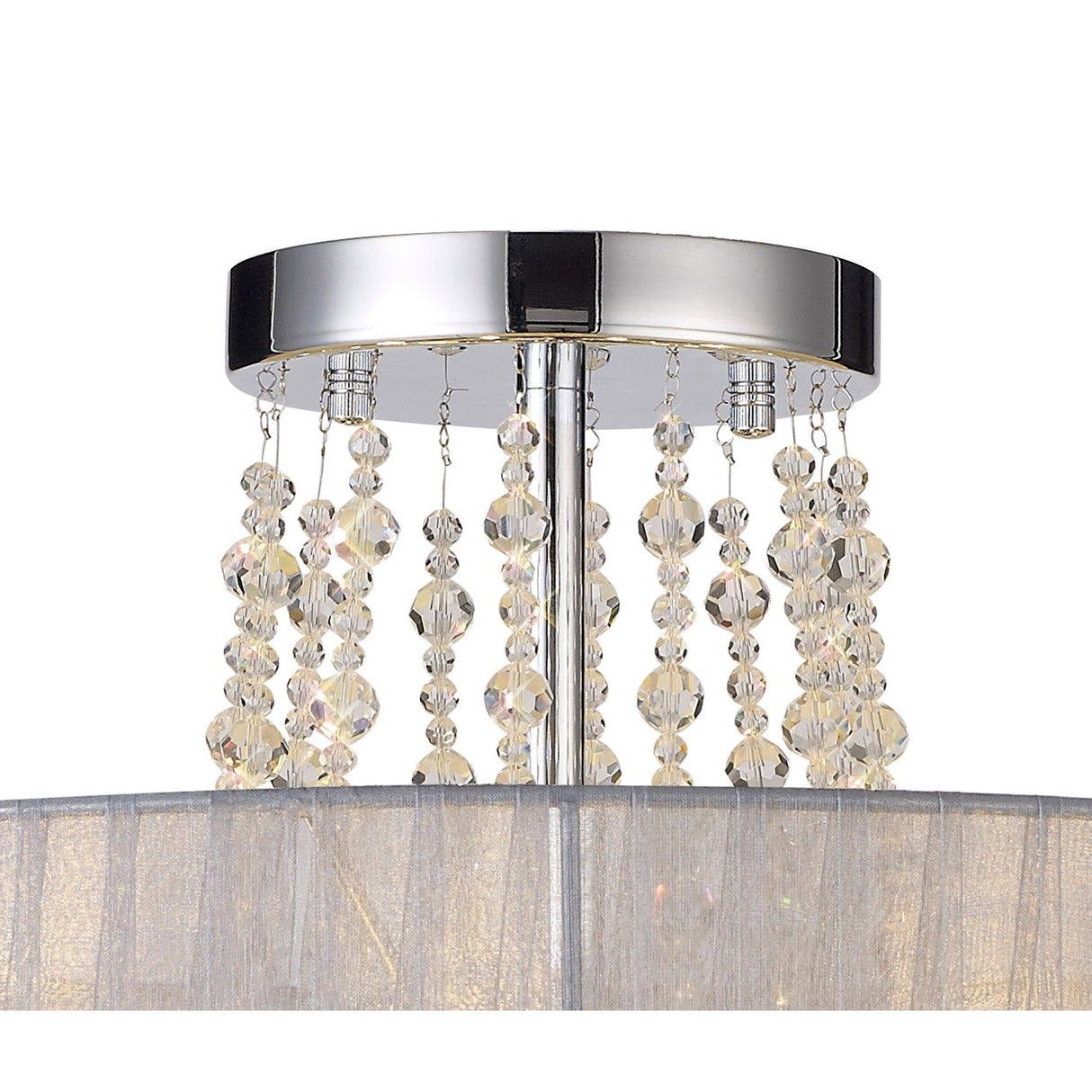 Freida 6 Light Crystal Semi-Flush Ceiling Light - Grey