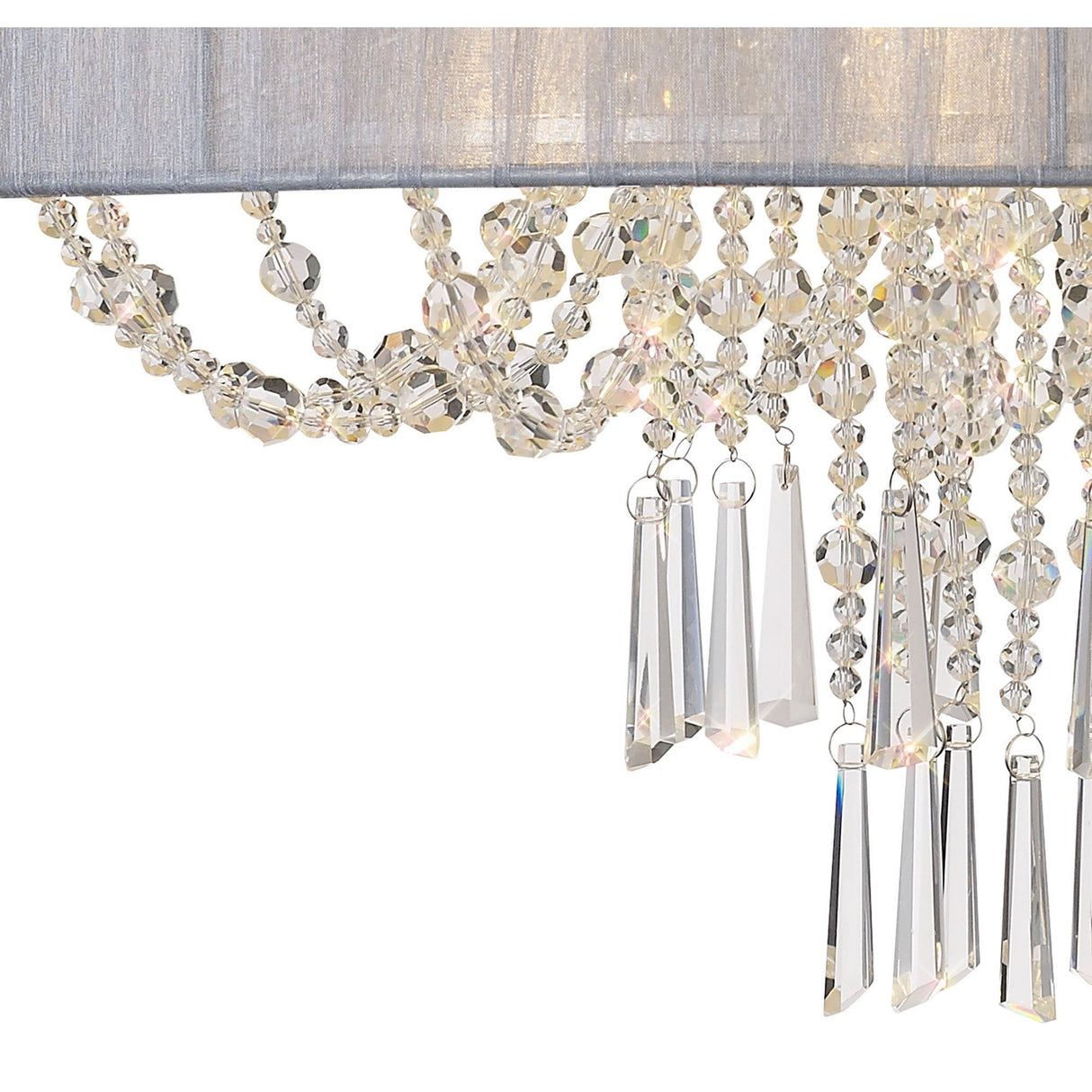 Freida 6 Light Crystal Semi-Flush Ceiling Light - Grey