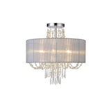 Freida 6 Light Crystal Semi-Flush Ceiling Light - Grey
