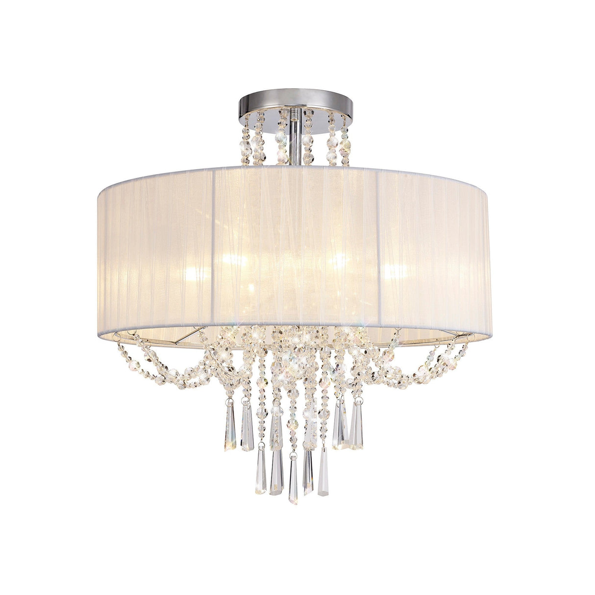 Freida 6 Light Crystal Semi-Flush Ceiling Light -  White