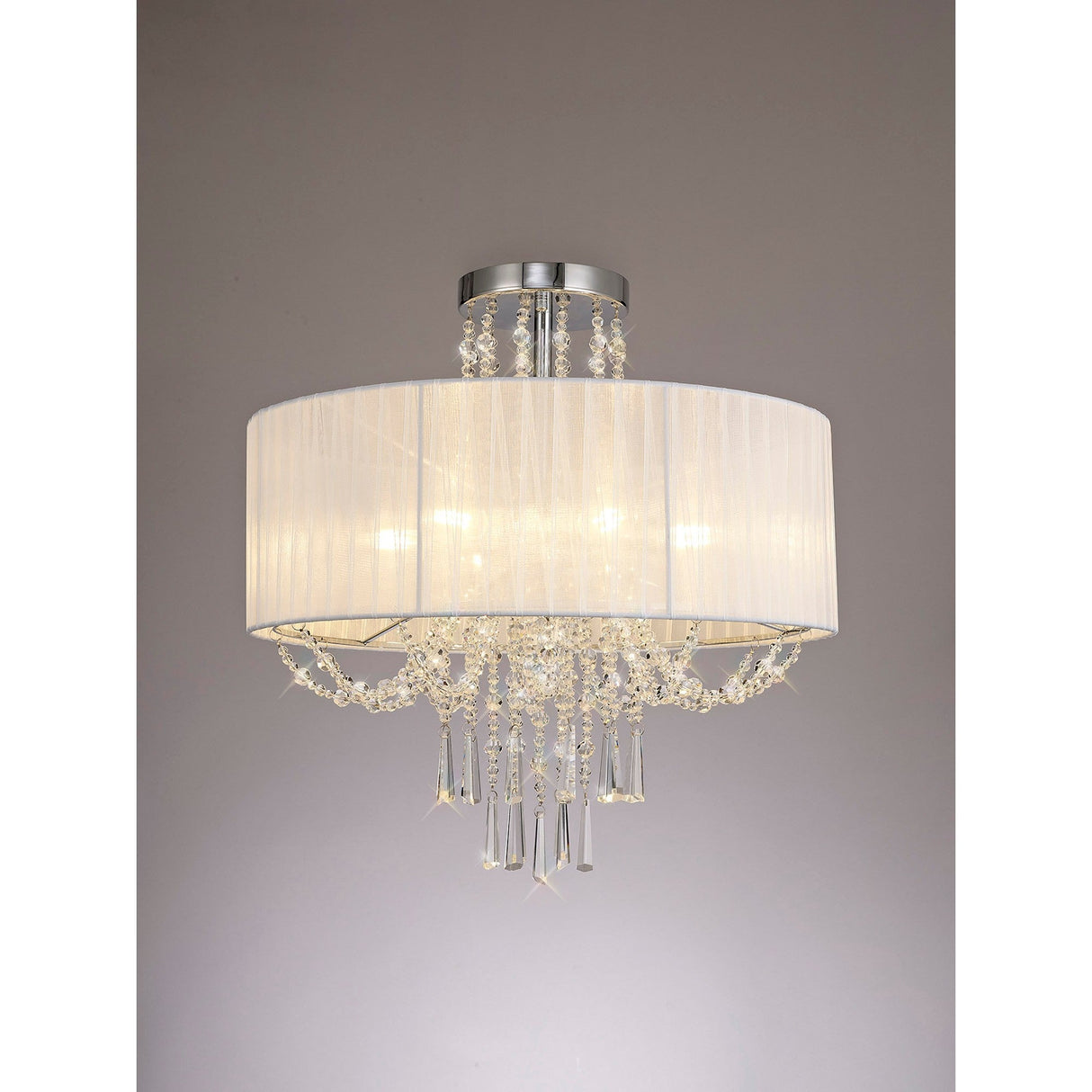 Freida 6 Light Crystal Semi-Flush Ceiling Light -  White