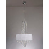 Freida 50cm 6 Light Crystal Chandelier - Chrome With White Shade
