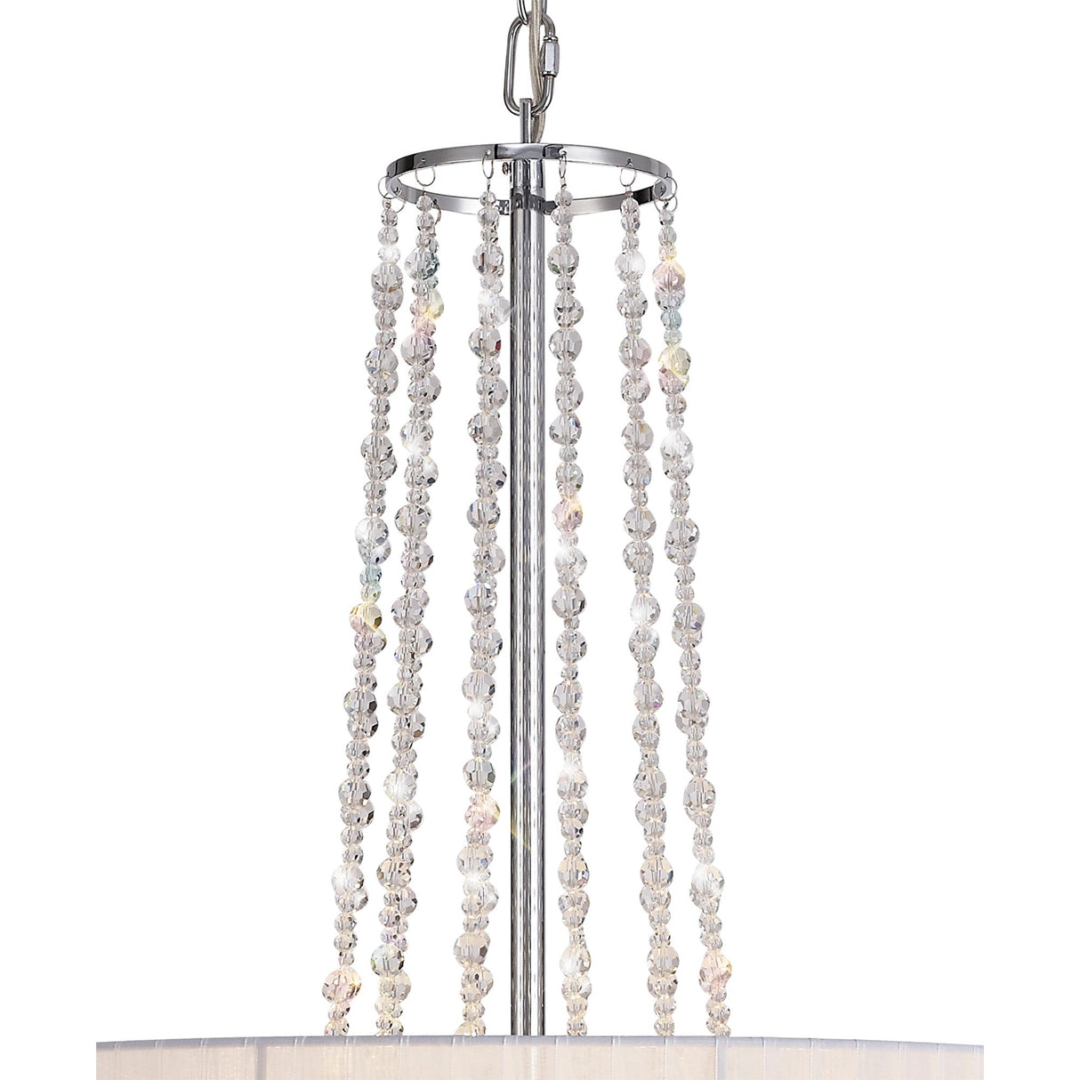 Freida 50cm 6 Light Crystal Chandelier - Chrome With White Shade