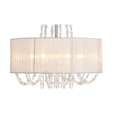 Freida 50cm 6 Light Crystal Chandelier - Chrome With White Shade