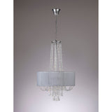 Freida 50cm 6 Light Crystal Chandelier - Chrome With Grey Shade