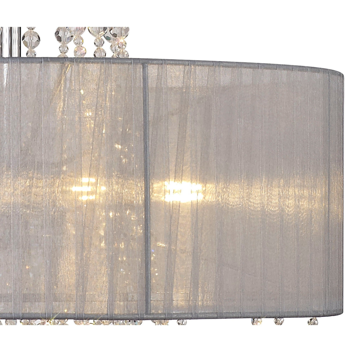 Freida 50cm 6 Light Crystal Chandelier - Chrome With Grey Shade