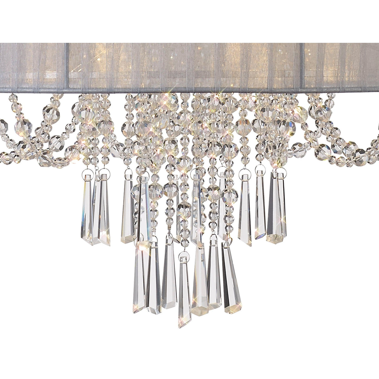 Freida 50cm 6 Light Crystal Chandelier - Chrome With Grey Shade