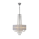 Freida 50cm 6 Light Crystal Chandelier - Chrome With Grey Shade