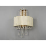 Freida 2 Light Crystal Wall Light - Gold With Cream Shade