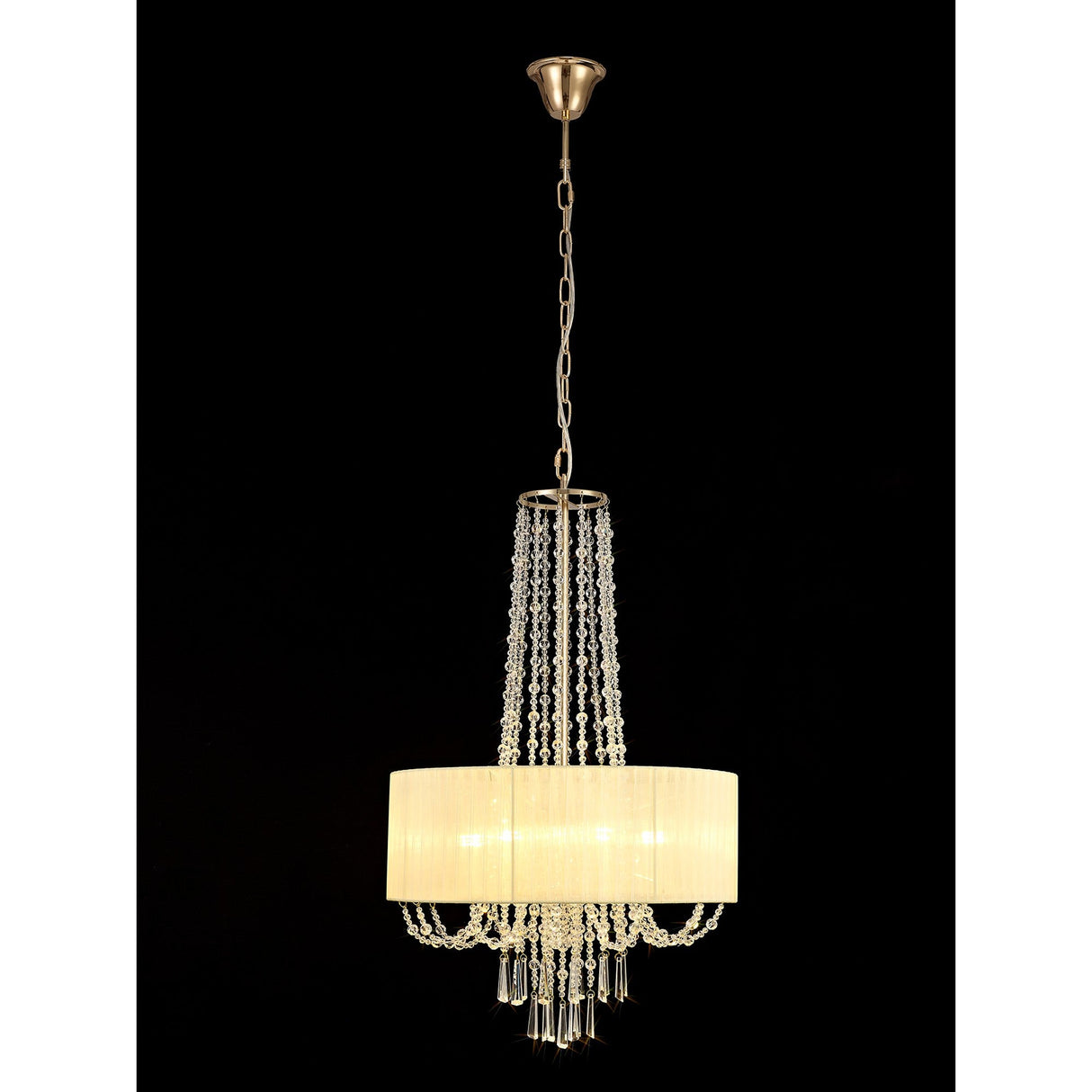Freida 50cm 6 Light Crystal Chandelier - French Gold With Ivory Shade
