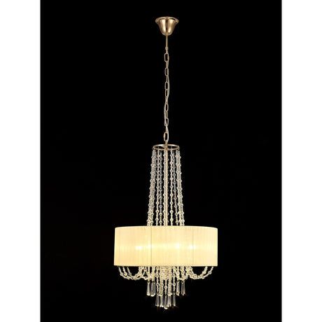 Freida 50cm 6 Light Crystal Chandelier - French Gold With Ivory Shade